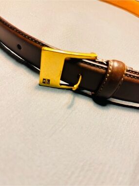 Ralph Lauren Brown Leather Belt with Gold-Tone Buckle